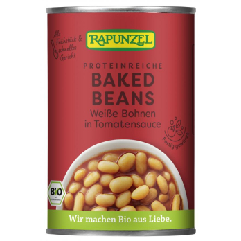 Baked Beans in der Dose, weiße Bohnen in Tomatensa